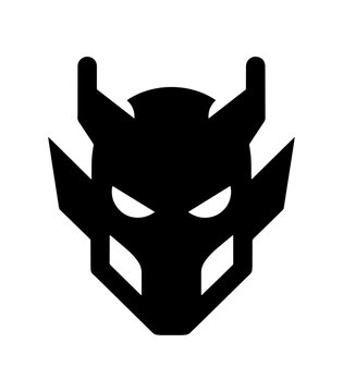 Abstract geometric devil mask or demon head graphic with geometric abstract character
