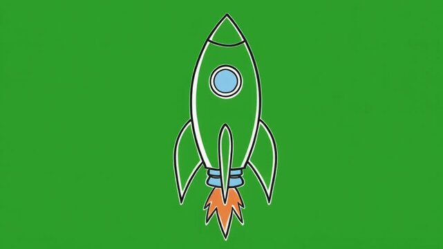 Launching rocket animation on green screen. Rocket and launching on green screen 4k footage