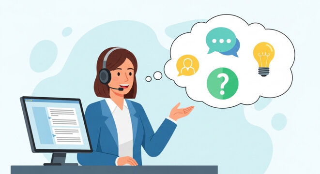 Customer service representative with headset
