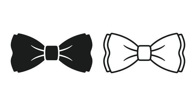 Bow Ties Black And White Line Art Silhouette On A White Background