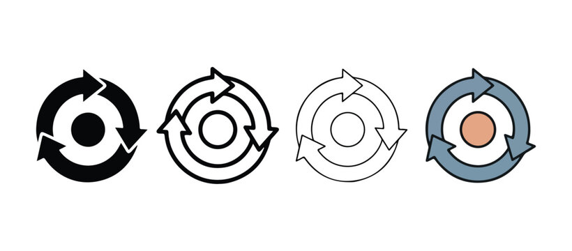 circular arrows icons in different colors and styles for business and design use  arrows forming a circle with a central hole