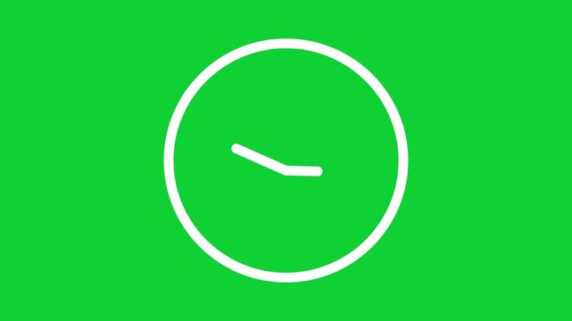 clock icon with moving arrows in 12 hour loop. Wall clock on a green background