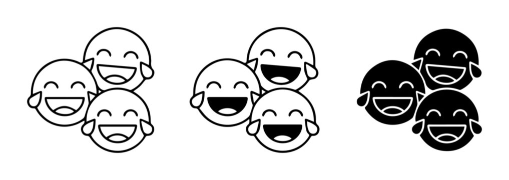 Laughing Emoji Icons, Joyful Faces, Comedy Symbols, Vector Graphics