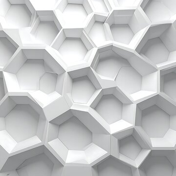 A white 3D honeycomb pattern with raised hexagonal cells