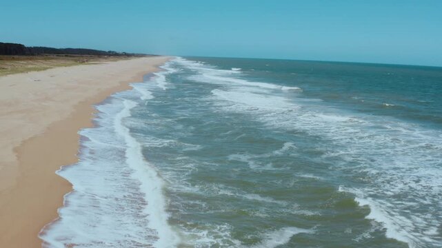 Aerial Drone Footage of Playa Garzon Beach: Pristine Coastal Landscapes and Atlantic Ocean Views