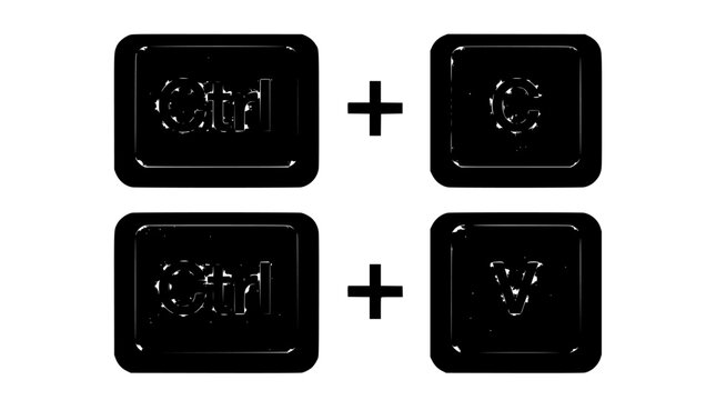 Keyboard Control Keys with Brackets Symbols Showing Ctrl and Shift Combinations in a Clean, Monochrome Graphic