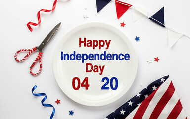 Fototapeta premium Happy independence day celebration with patriotic decorations and festive accessories on a table setup transparent background