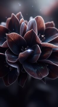 Dramatic Close-Up of a Dark Purple Flower with Soft Lighting.