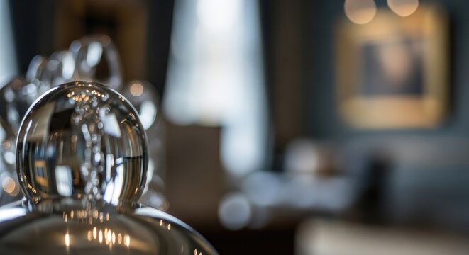 Elegant Silver Objects Reflecting Light in a Sophisticated Interior Setting.