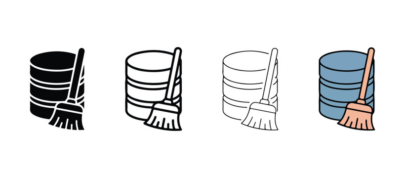 broom leaning against a barrel  cleaning supplies and tools for organization and maintenance