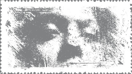 Obraz premium Distressed grey textured postage stamp background with perforated edges white grunge