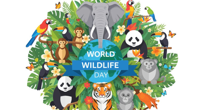 World wildlife day nature and animal illustration