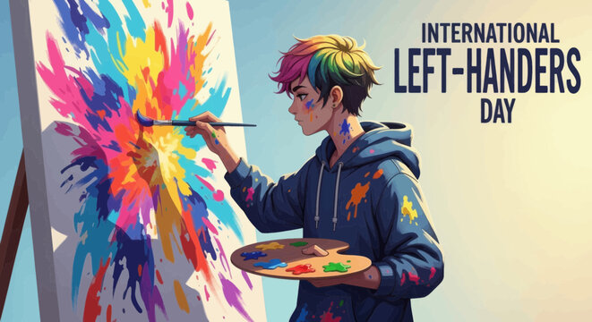 International lefthanders day artistic illustration