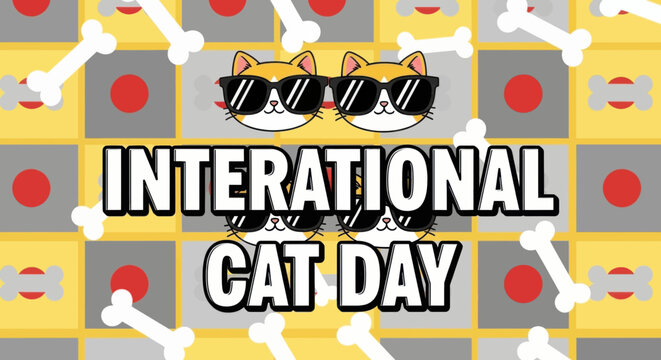 International cat day graphic with cool cats