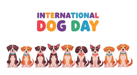 Fototapeta premium International dog day graphic with cute cartoon dogs