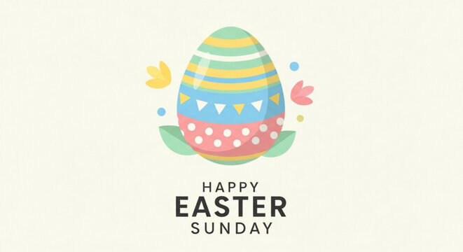 Colorful easter egg with happy easter sunday text