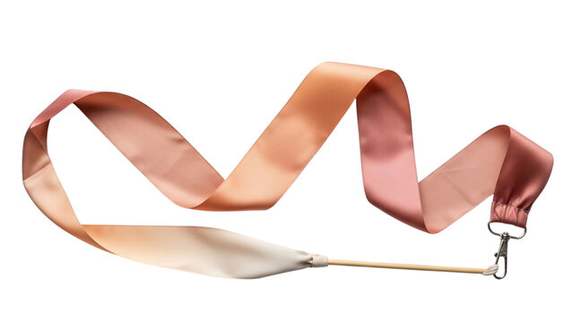 Pink ribbon with wooden handle and white handle on black background with.