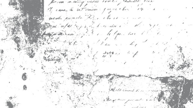 Faded grey handwritten script on distressed white paper with textured grunge overlay