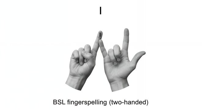 Monochrome Illustration of I BSL Sign Language Fingerspelling on White Background Handdrawn Isolated Graphic Art
