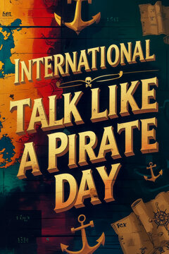 Banner Poster Greeting Card sea party holiday international talk like a pirate day AI Generative