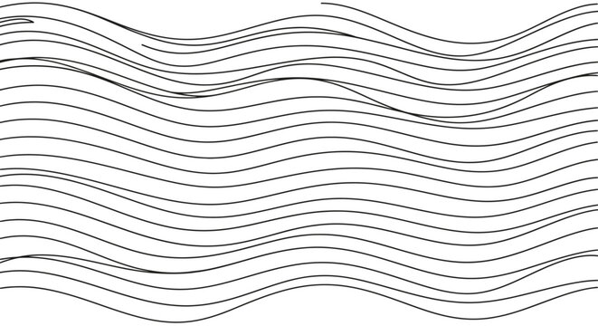 Abstract Black Wavy Lines on White Background - Minimalist Organic Flow Pattern