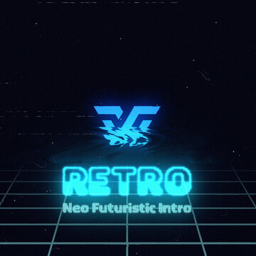 Retro Futuristic Neon Logo Reveal Synthwave 80s Glitch Square Social