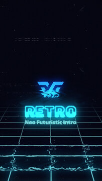 Retro Synthwave Neon Logo Reveal 80s Glitch Intro Vertical Short-Form