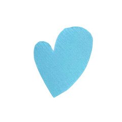 Fototapeta premium Simple light blue heart shape icon with a soft paper texture