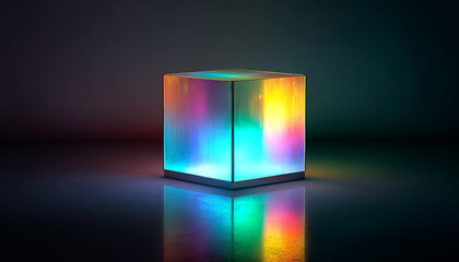 Fototapeta premium Cube neon colors lamp multicolored cube generated.AI