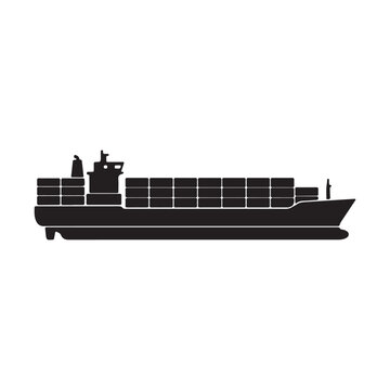 Large empty cargo ship vessel blueprint silhouette for maritime logistics and sea freight.