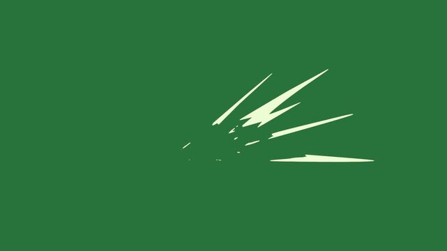 White arrow and lightning symbol bird lines black design screen fire clock isolated on green screen background