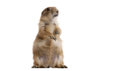 Prairie dog standing upright alertly looking up, isolated on transparent background © iPNG