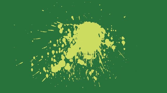 White border and silhouette of horse yellow paint splashs splash isolated on green screen background