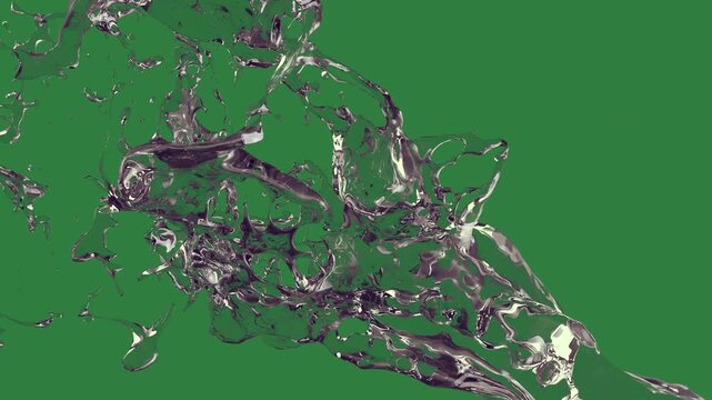 Horse black picture of large amount water lot shattered glass isolated on green screen background