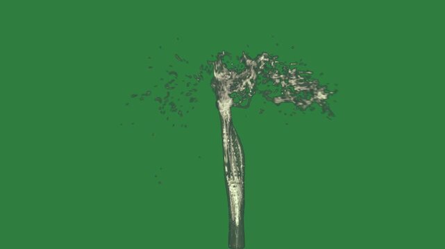Knife on flower splash of water splashing it bunch flowers isolated on green screen background
