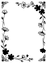Fototapeta premium Elegant Hand Drawn Floral Frame Border for Wedding Invitation Background