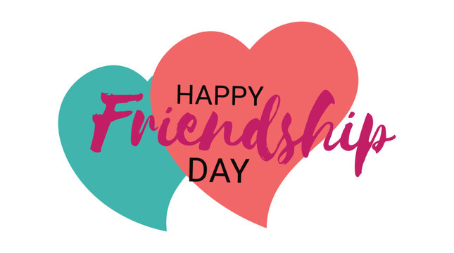 Two heart shapes with friendship day text vector illustration