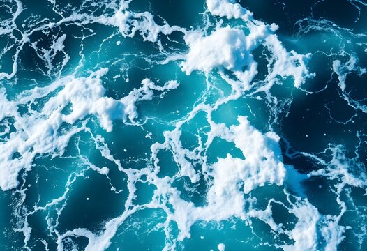 Ocean waves crash against the shore creating white foam on blue water