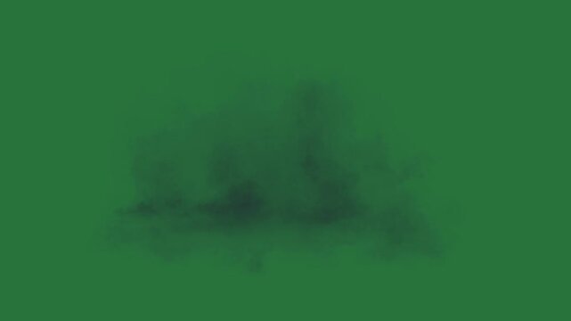 White border and black substance on screen cloud floating in the air smoke coming out of it bird flying sky pile isolated on green screen background