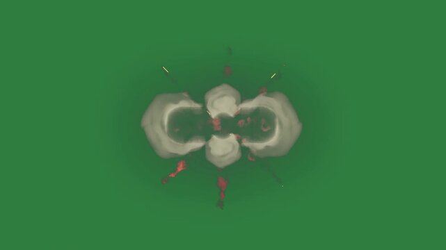 Flower on smoke coming out of it cross four leaf clover isolated on green screen background