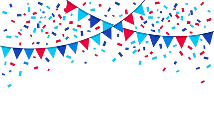 Obraz premium Colorful Party Bunting Flags And Confetti Celebration Background For Birthday Or Festive Event Decoration