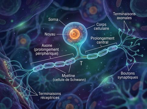 Neurone unipolaire, structure cellulaire du syst&egrave;me nerveux et transmission de l&rsquo;influx nerveux