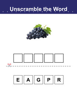 Crossword. Unscramble the word. Grapes