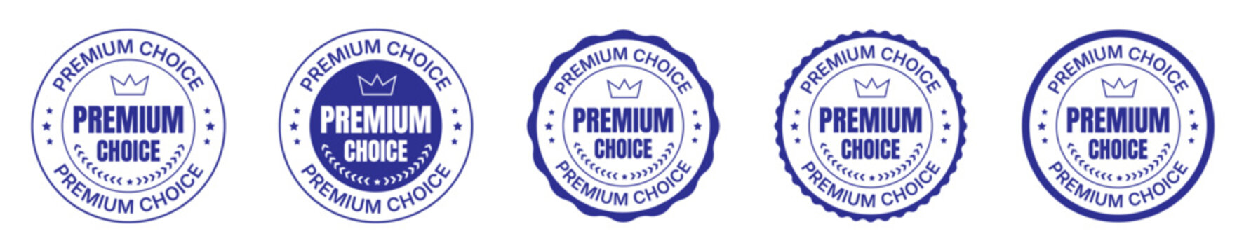 Premium choice badge collection with quality certification seals and award stamp label set