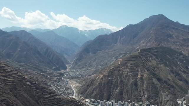 4K Aerial Drone Footage of Desolate Barren Loess Plateau Landforms