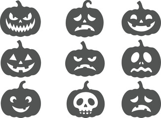 Obraz premium Set of halloween pumpkin silhouette vector