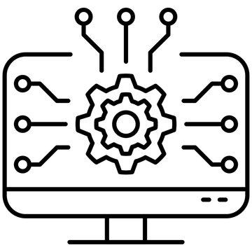 AI Integration Dashboard Monitoring Line Icon