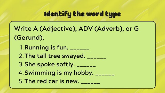 Educational grammar worksheet template for learning adverbs in English language class