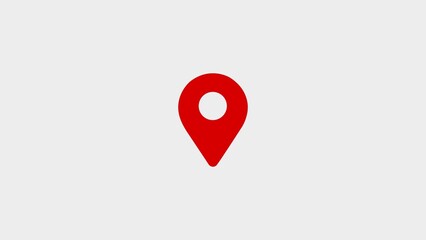 Bright red location pin centered on a clean light gray background, representing navigation, geographic positioning, map markers, travel destinations, and digital wayfinding services for mobile apps © Top Business icon
