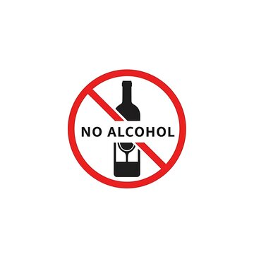 No alcohol allowed prohibition sign icon.